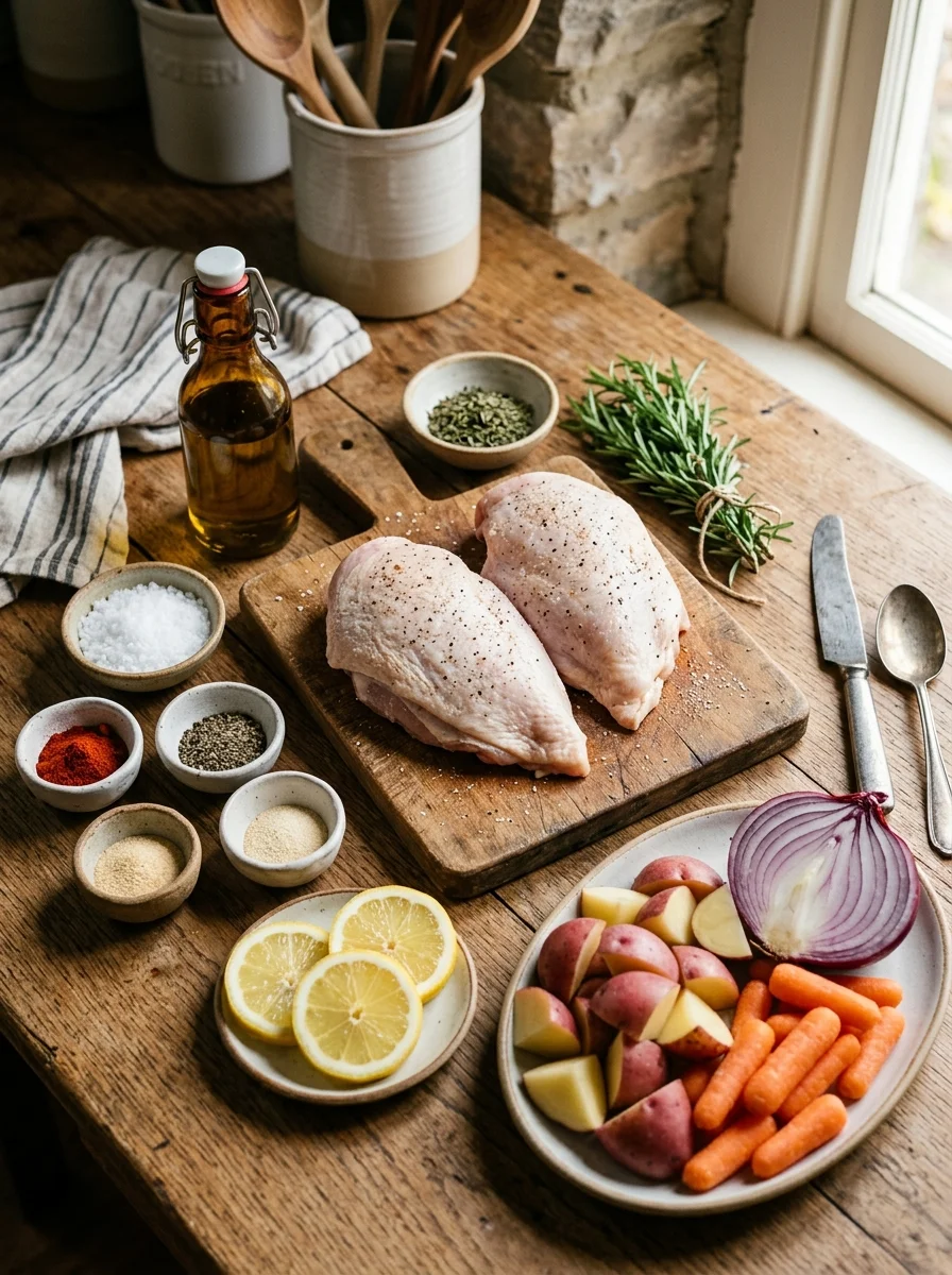 Ingredients needed for roasted bone in chicken breast recipe