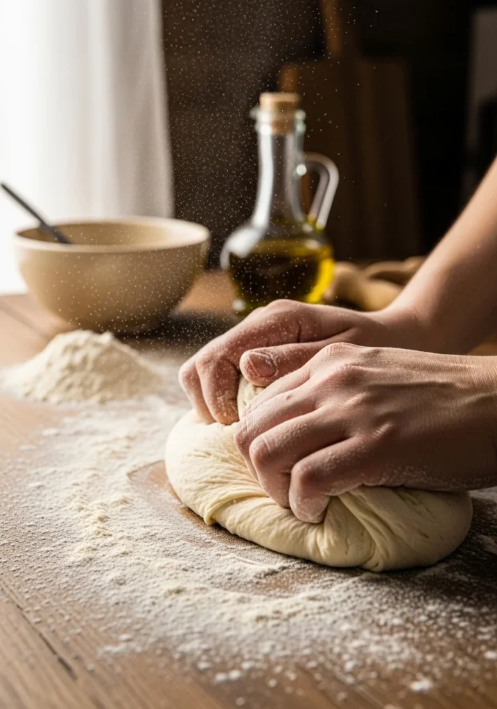 preparing cottage cheese flatbread dough