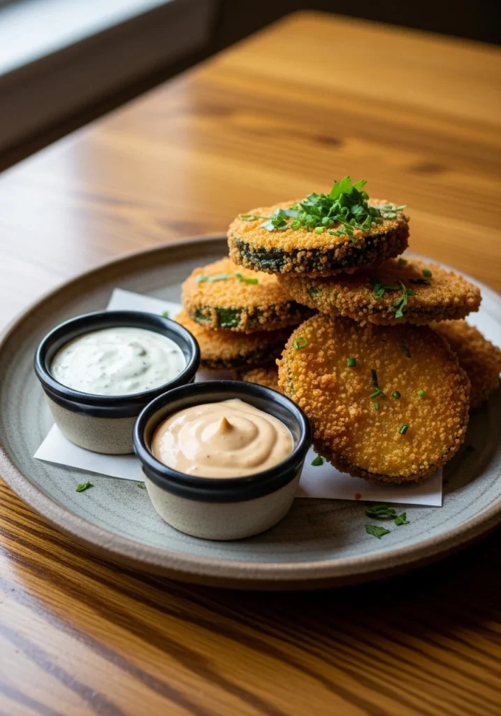 crispy fried squash served with dipping sauce