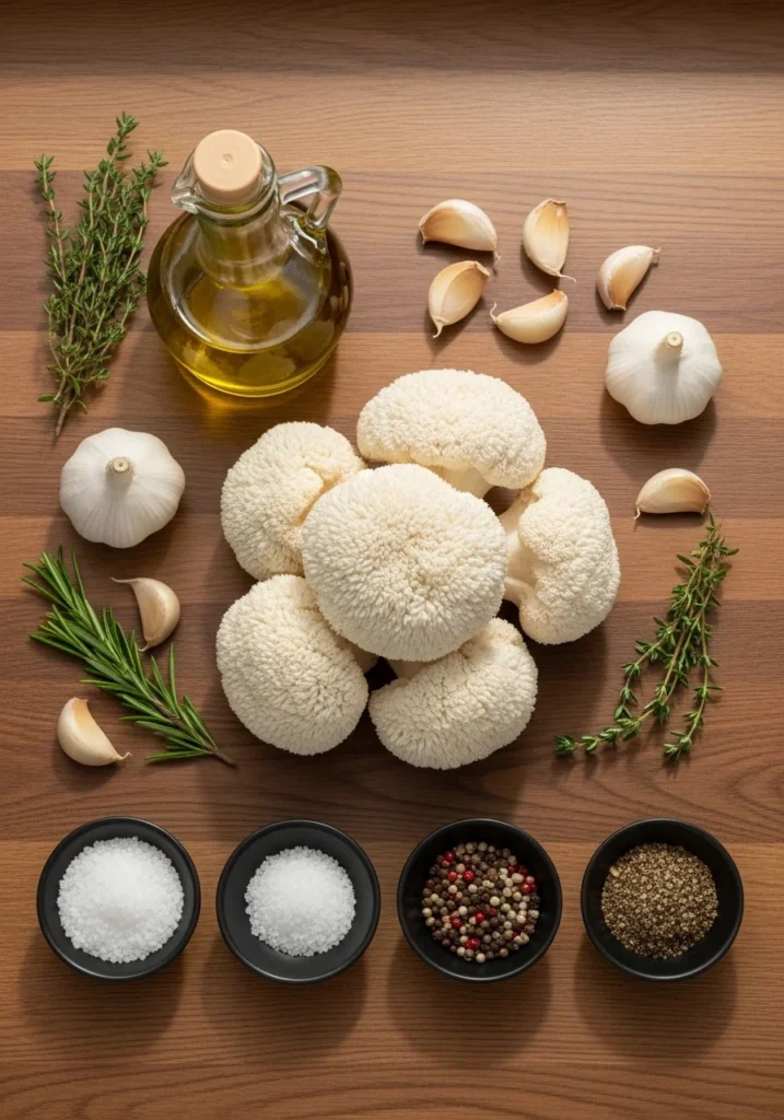 lions mane mushroom ingredients garlic herbs oil
