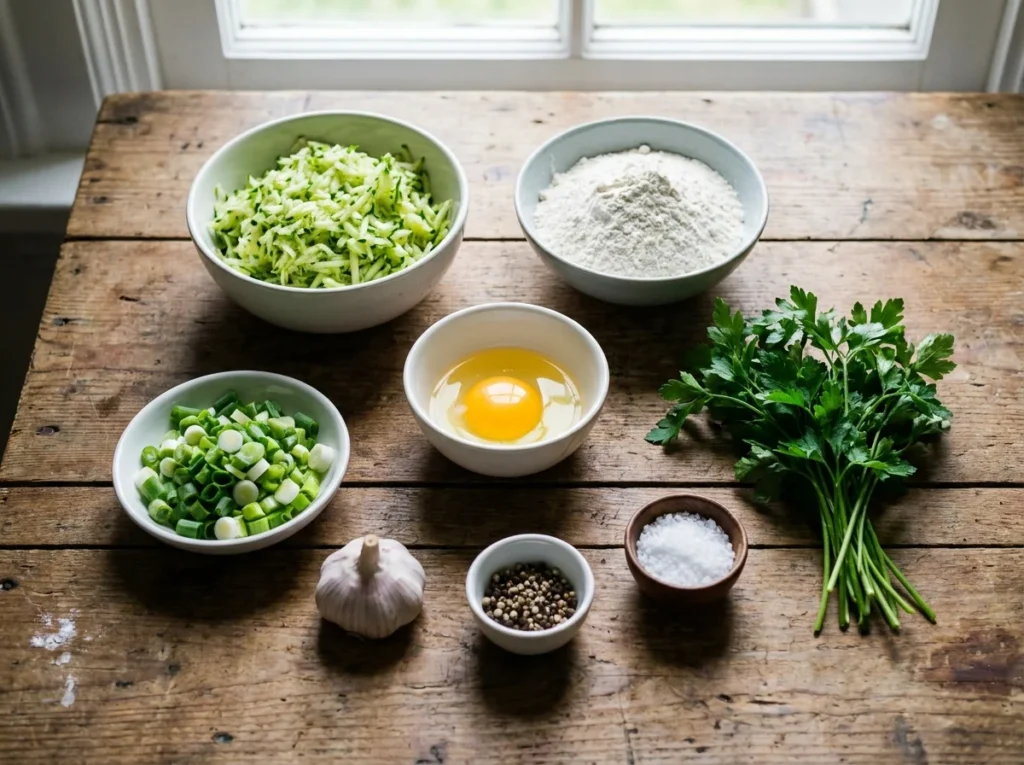 Zutaten für Zucchinipuffer Rezept
