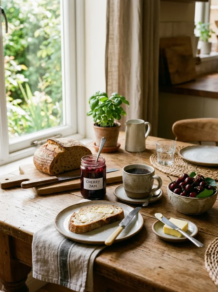 Kirschmarmelade Rezept serviert zum Frühstück