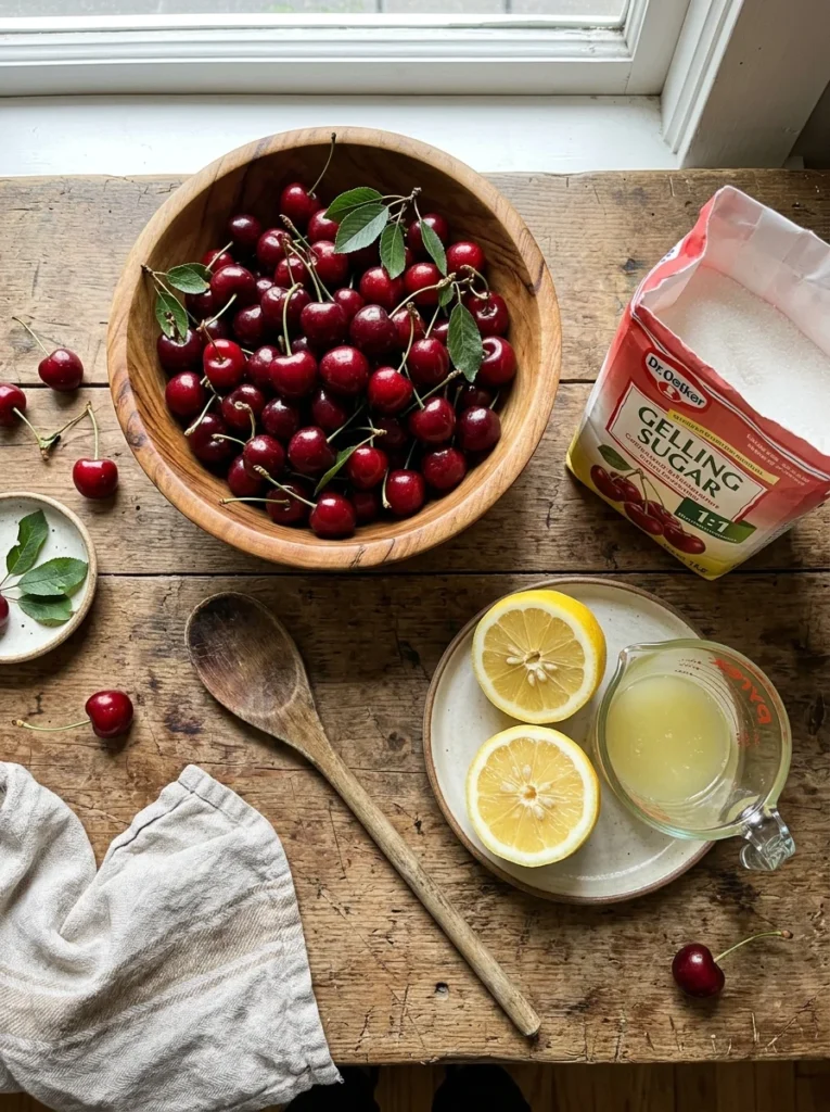 Text: Zutaten für Kirschmarmelade Rezept