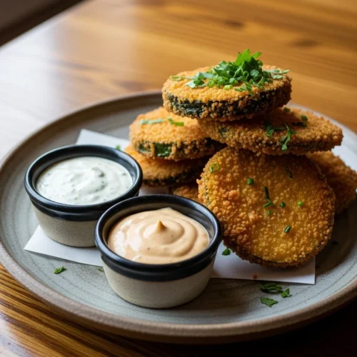 crispy fried squash served with dipping sauce