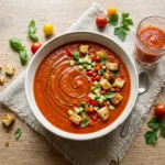 Gazpacho Rezepte klassisch andalusisch serviert mit Croûtons